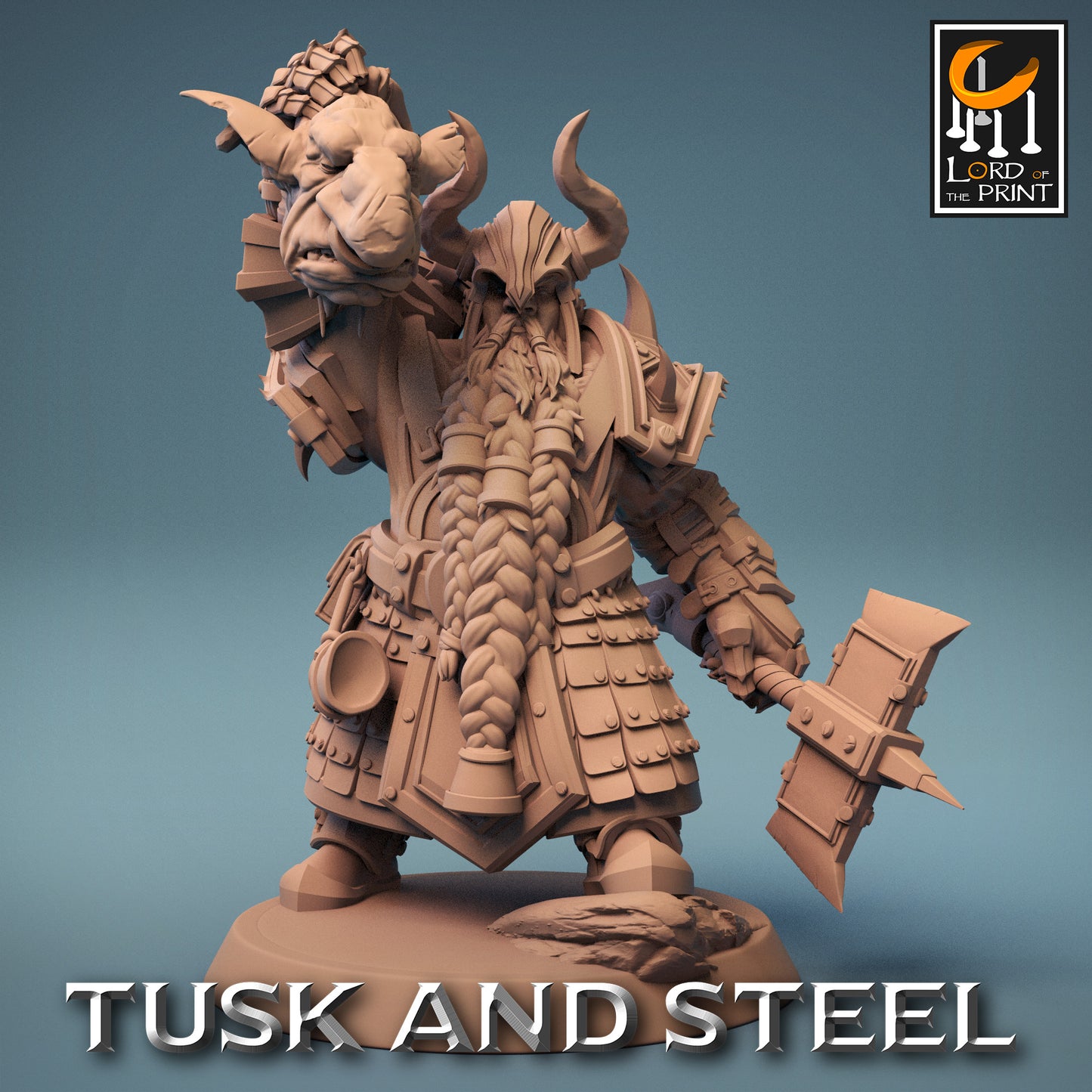 Tusk & Steel Dwarf Soldier Hammer Axe Chief