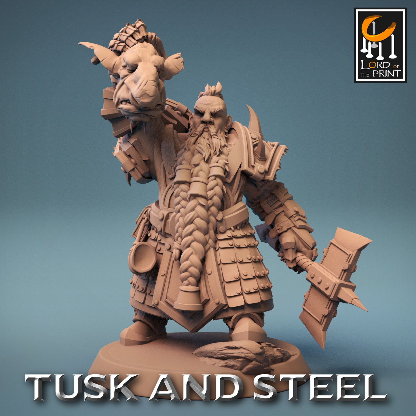 Tusk & Steel Dwarf Soldier Hammer Axe Chief