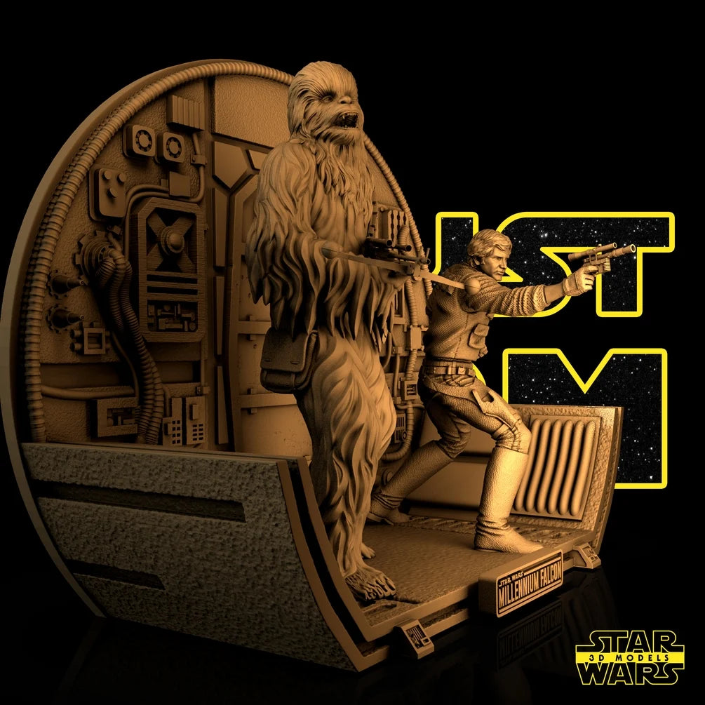 Han Solo And Chewbacca - Diorama Base - Star Wars 3D Models