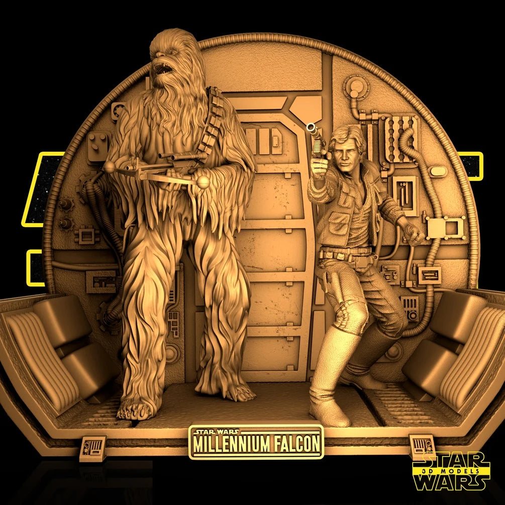 Han Solo And Chewbacca - Diorama Base - Star Wars 3D Models