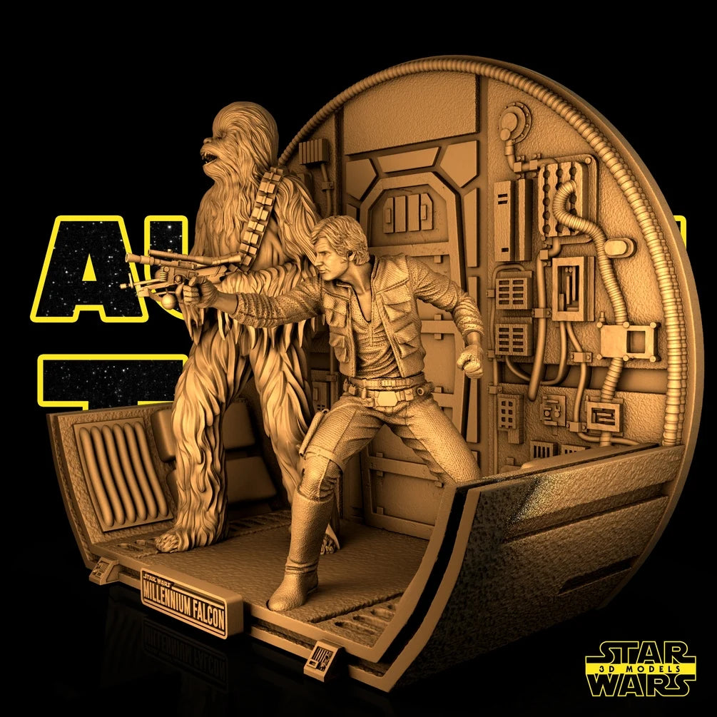Han Solo And Chewbacca - Diorama Base - Star Wars 3D Models